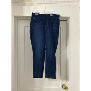 Women’s Nine West Heidi Pull On Crop Jeans Size 12 Slimming Shaping Dark Wash